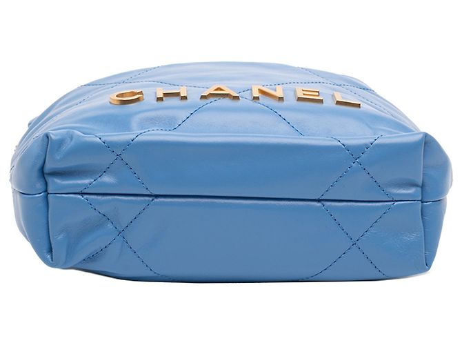 Borsa Chanel Blue Mini Shiny Calfskin 22 Blu chiaro - vista 3