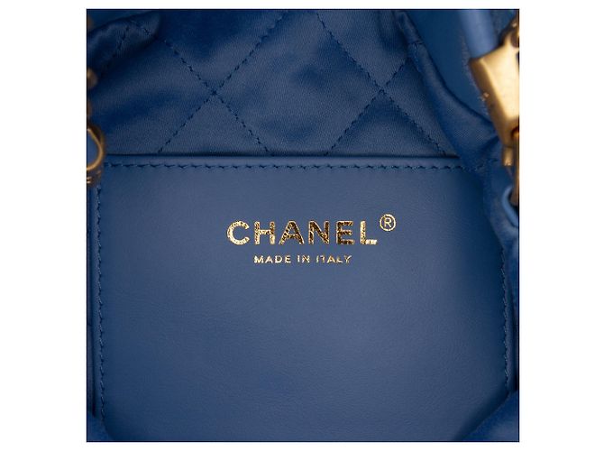 Borsa Chanel Blue Mini Shiny Calfskin 22 Blu chiaro - vista 5