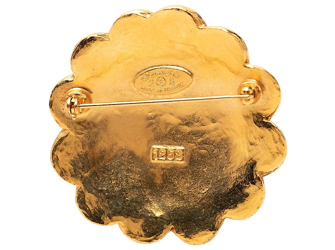 Spilla moneta a fiore Chanel Gold CC placcata oro D'oro - vista 3