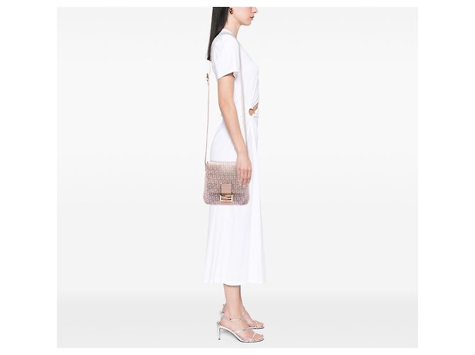 Fendi Pink Zucchino Canvas Crossbody Rosa - vista 6
