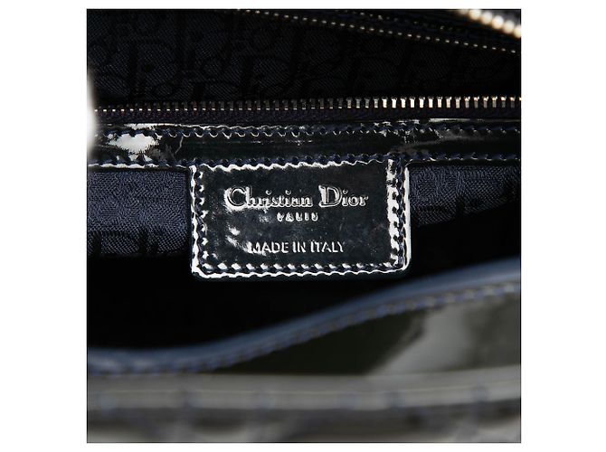 Lady Dior Cannage in vernice blu, grande Blu navy - vista 5
