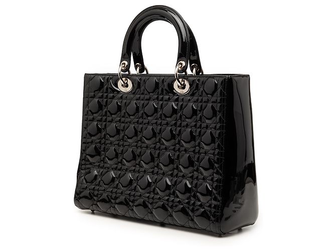 Lady Dior Cannage em verniz preto grande - vista 2