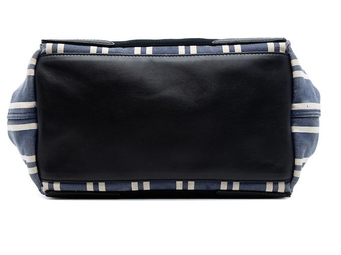 Balenciaga Canvas gestreifter Cabas Navy Blau S - Ansicht 3