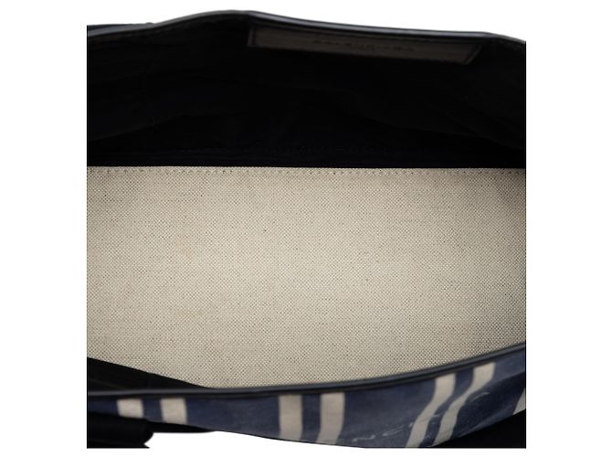 Balenciaga Canvas gestreifter Cabas Navy Blau S - Ansicht 4