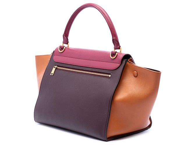 Céline Celine Trapeze Satchel aus dreifarbigem Leder in Rot, Größe Medium Bordeaux - Ansicht 2