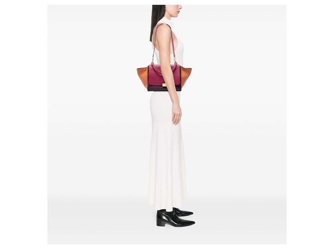 Céline Celine Trapeze Satchel aus dreifarbigem Leder in Rot, Größe Medium Bordeaux - Ansicht 6