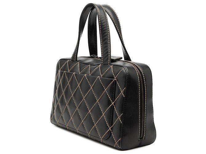Borsa Chanel Black CC Lambskin Wild Stitch Nero - vista 2