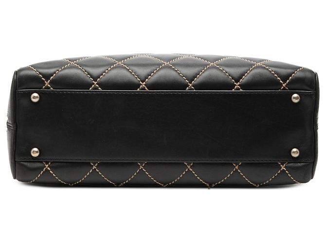 Borsa Chanel Black CC Lambskin Wild Stitch Nero - vista 3