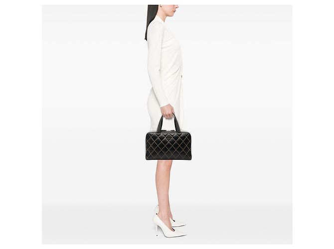Borsa Chanel Black CC Lambskin Wild Stitch Nero - vista 7