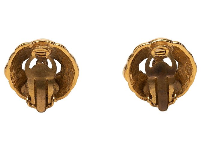Orecchini Chanel Gold CC placcati oro tondi con clip D'oro - vista 2
