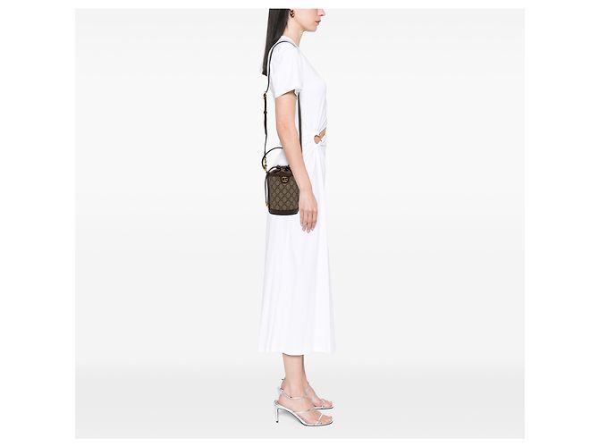 Borsa a secchiello Gucci Beige Mini GG Supreme Ophidia - vista 8