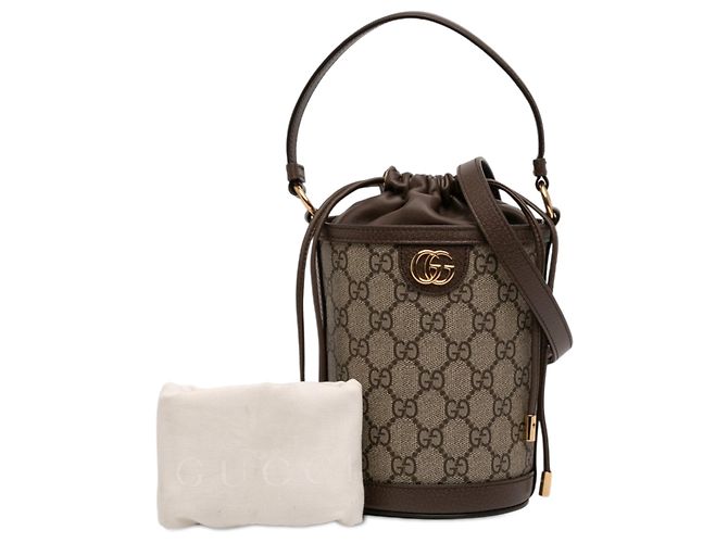 Borsa a secchiello Gucci Beige Mini GG Supreme Ophidia - vista 9