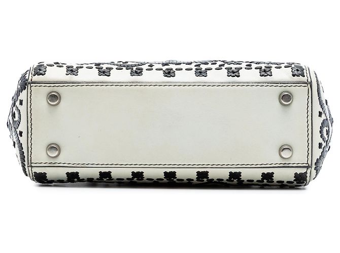 Dior White Mini Calfskin Flower Embroidered Lady Dior - view 3