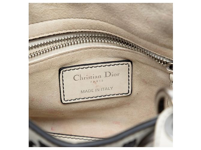 Dior White Mini Calfskin Flower Embroidered Lady Dior - view 5