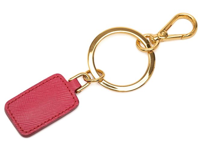 Portachiavi e charm per borsa in Saffiano rosa con logo Prada - vista 2
