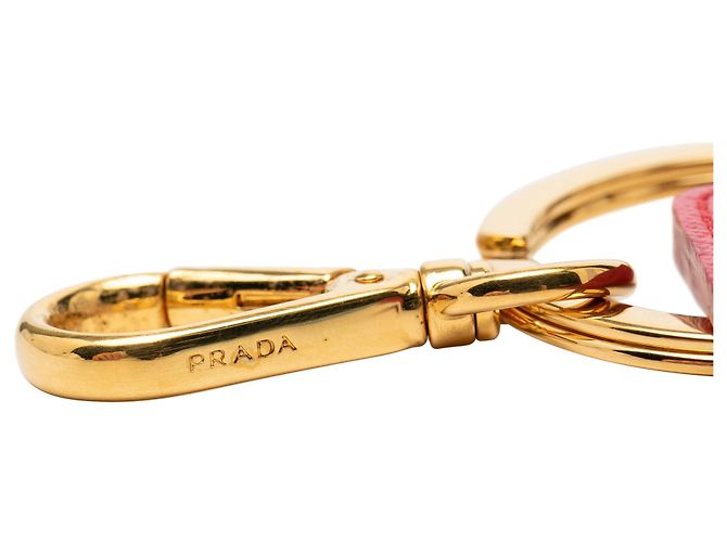 Portachiavi e charm per borsa in Saffiano rosa con logo Prada - vista 3