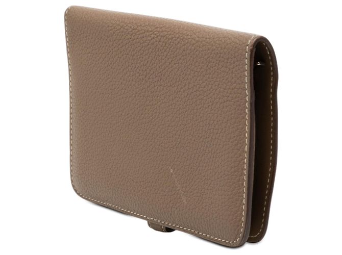 Cartera compacta Dogon en piel Togo marrón Hermès Castaño Gris pardo - vista 2