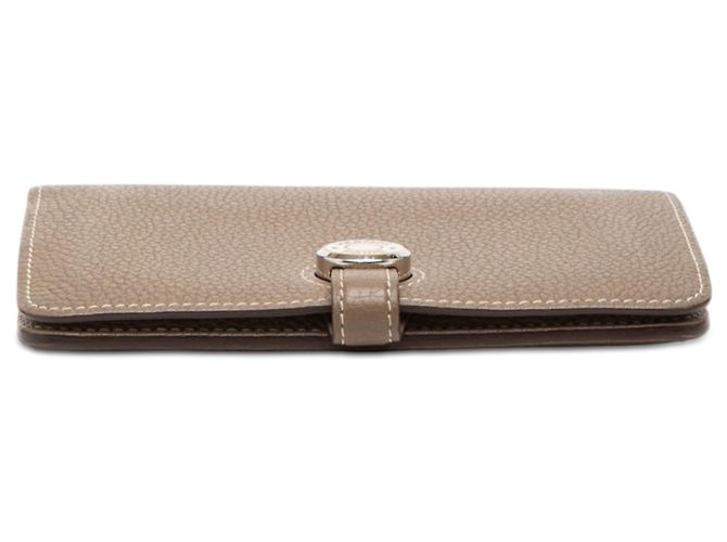 Cartera compacta Dogon en piel Togo marrón Hermès Castaño Gris pardo - vista 3