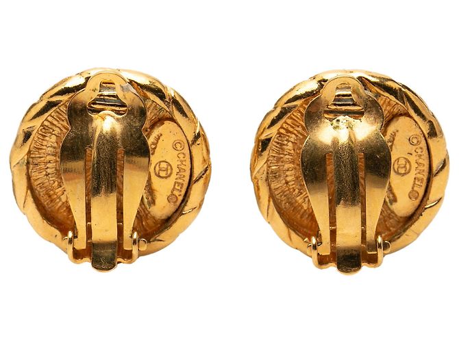 Orecchini Chanel Gold CC placcati oro tondi con clip D'oro - vista 2