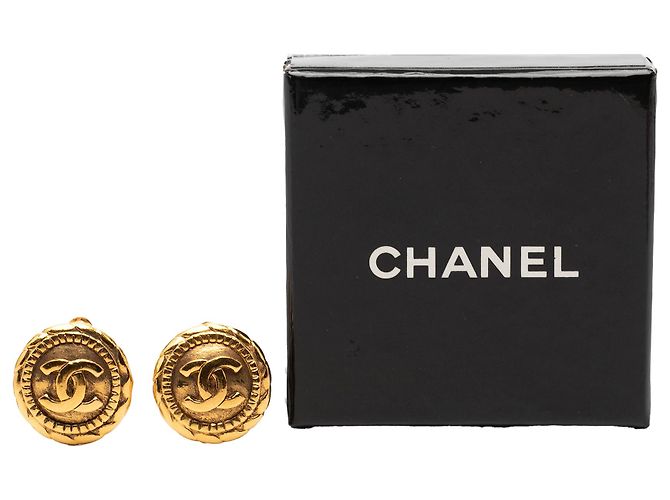 Orecchini Chanel Gold CC placcati oro tondi con clip D'oro - vista 4
