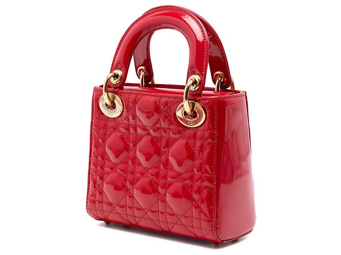 Lady Dior mini in vernice rosso cannage - vista 2