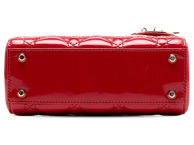Lady Dior mini in vernice rosso cannage - vista 3