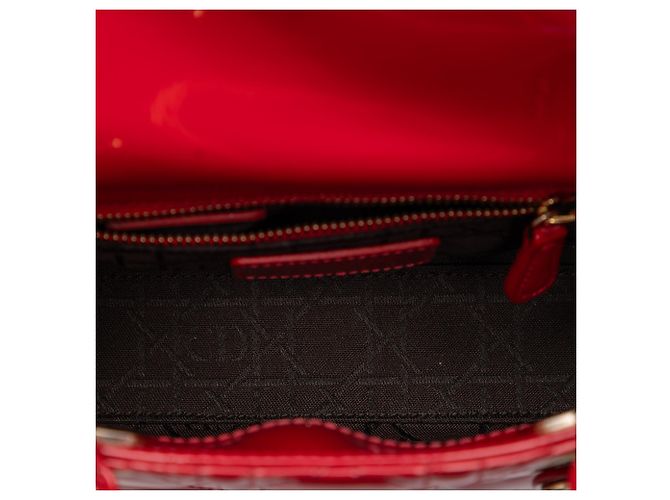 Lady Dior mini in vernice rosso cannage - vista 4