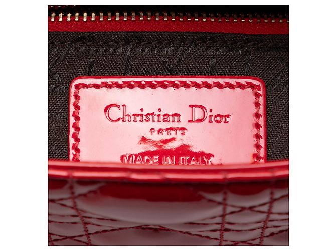 Lady Dior mini in vernice rosso cannage - vista 5