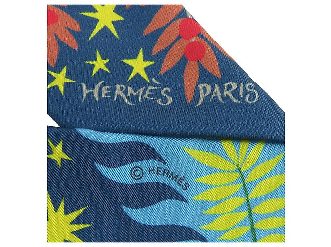 Sciarpa Twilly in seta Hermès Blue Sous Le Charme D Orphee Blu scuro - vista 3
