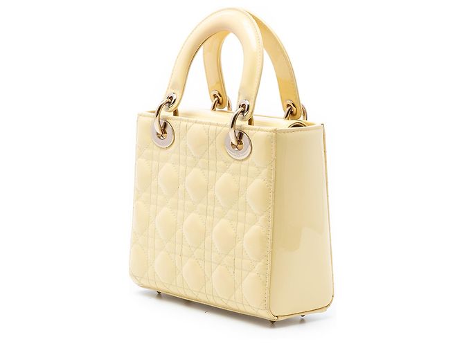 Lady Dior Small Cannage in vernice giallo - vista 2