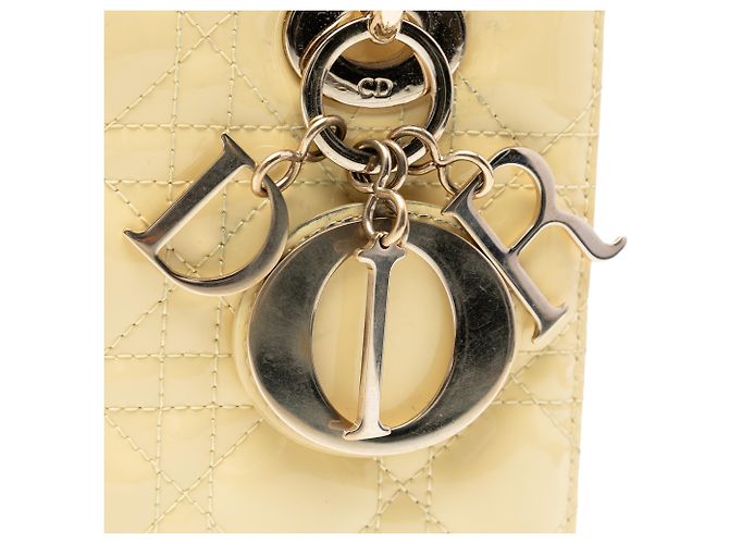 Lady Dior Small Cannage in vernice giallo - vista 5