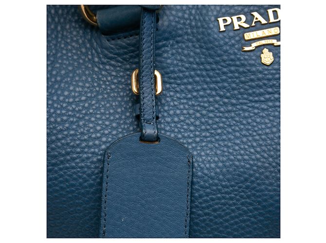 Prada Blue Vitello Daino Open Convertible Tote Blau - vue 10