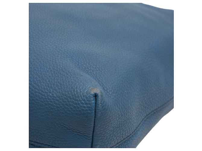 Prada Blue Vitello Daino Open Convertible Tote Blau - vue 11