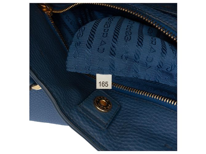 Prada Blue Vitello Daino Open Convertible Tote Blau - vue 7