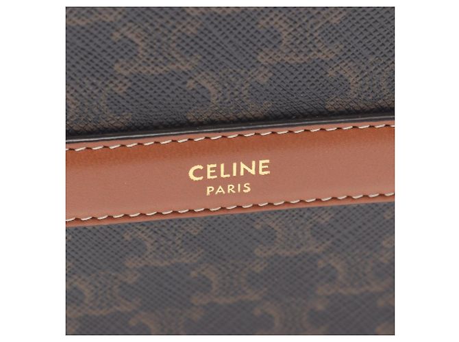 Céline Bolsa redonda Celine Triomphe em canvas revestido marrom com alça Castanho escuro - vista 4