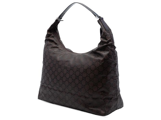 Borsa a tracolla Gucci in nylon GG marrone Marrone scuro - vista 2