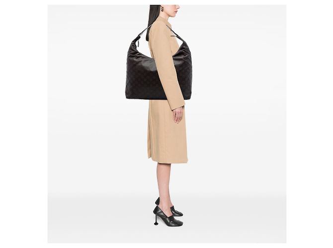 Borsa a tracolla Gucci in nylon GG marrone Marrone scuro - vista 7