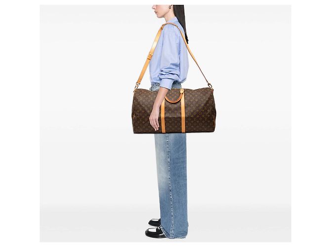 Louis Vuitton Marrone Monogram Keepall Bandouliere 60 - vista 9