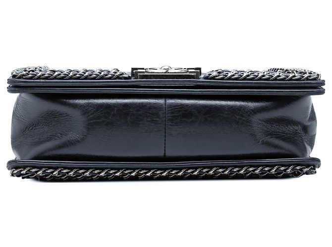 Chanel Blue Old Medium Quilted Glazed Calfskin Chain Around Boy Flap Blu navy - vista 3