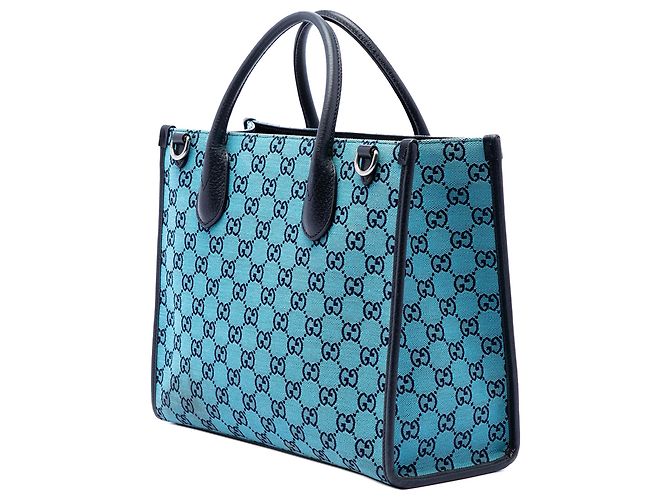 Gucci Tote aus blauem GG-Interlock-Canvas, klein - Ansicht 2