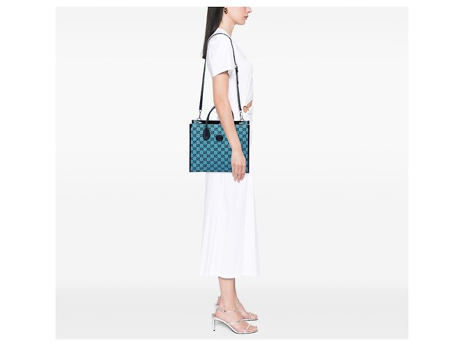 Gucci Tote aus blauem GG-Interlock-Canvas, klein - Ansicht 6
