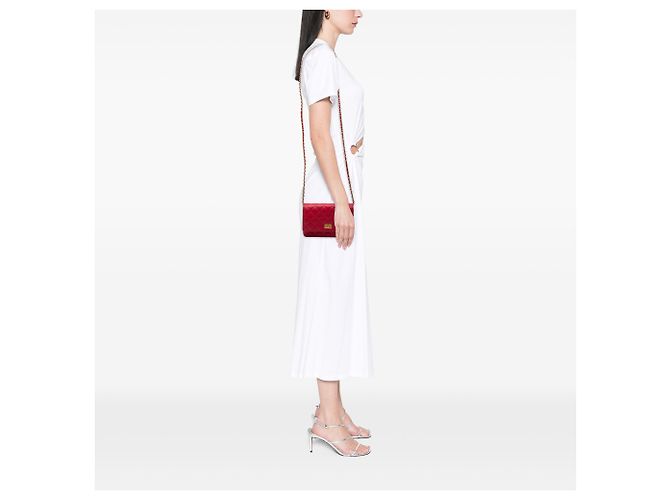 Wallet On Chain Portafoglio con catena Chanel Red Quilted Caviar Reissue 2.55 Rosso - vista 7