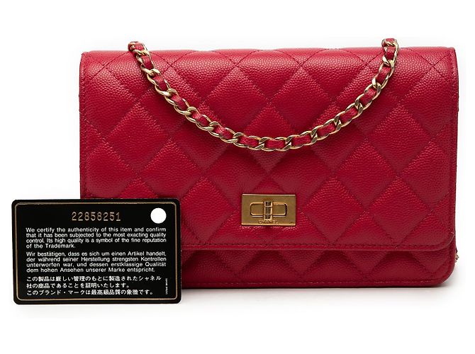 Wallet On Chain Portafoglio con catena Chanel Red Quilted Caviar Reissue 2.55 Rosso - vista 8