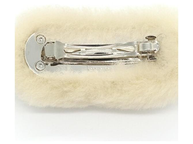 Clip per capelli in shearling beige Prada - vista 2