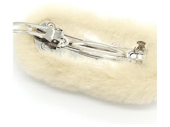Clip per capelli in shearling beige Prada - vista 3