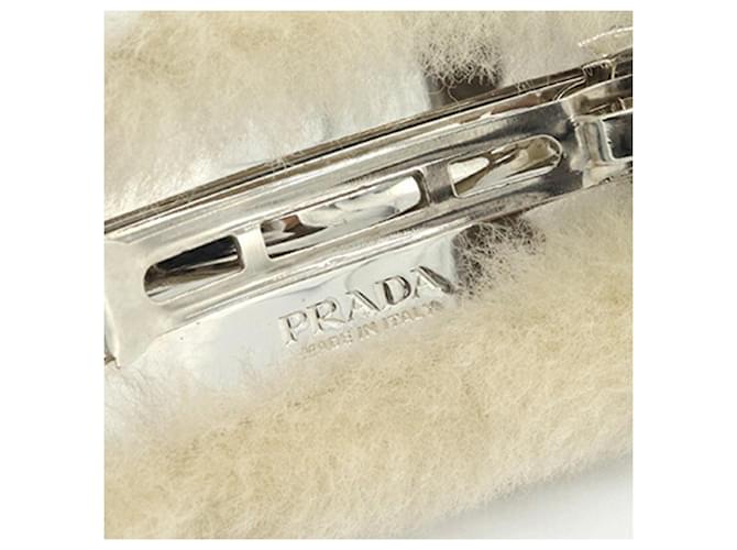 Clip per capelli in shearling beige Prada - vista 4