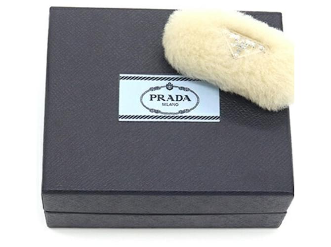 Clip per capelli in shearling beige Prada - vista 5