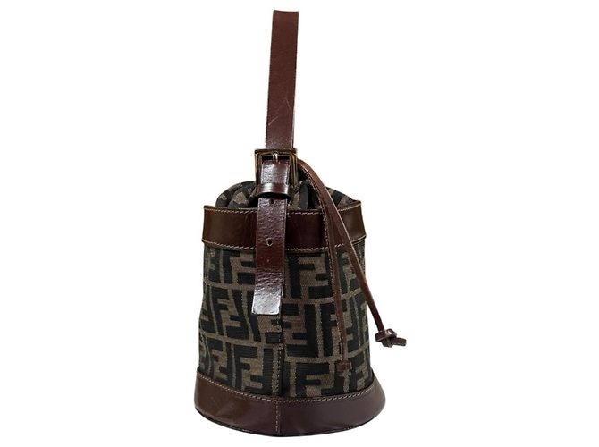 Borsa a secchiello Fendi Zucca Marrone Nero - vista 4