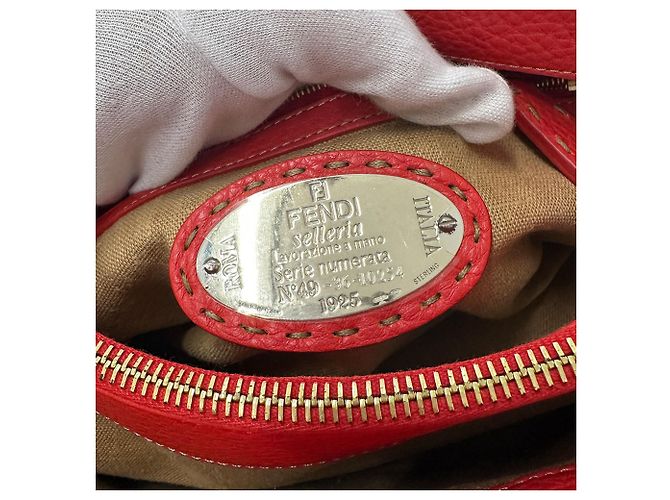 Borsa in pelle rossa Fendi Rosso - vista 11