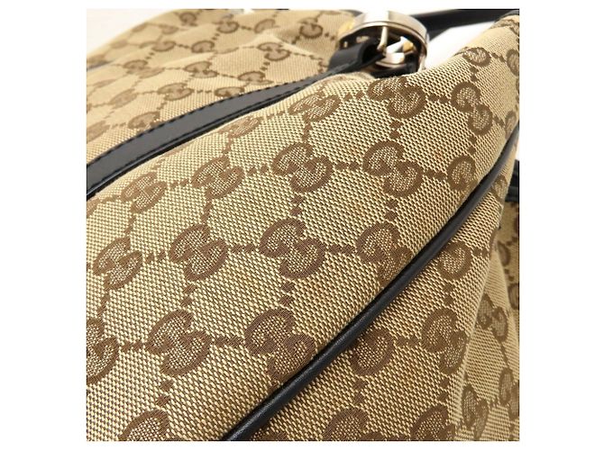 Borsa tote Gucci in tela GG e pelle Nero Beige - vista 14